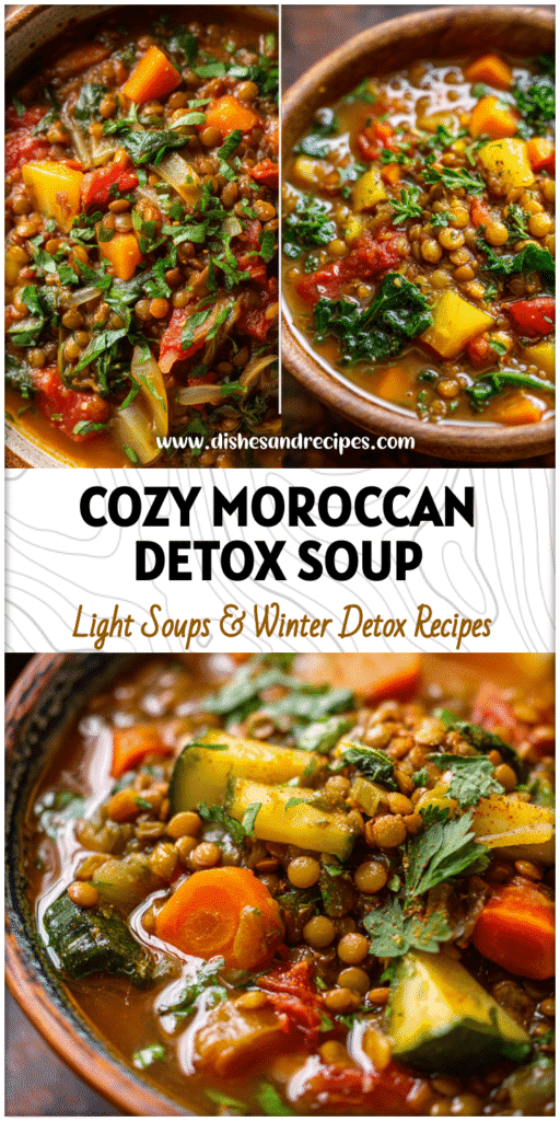 Bowl of Moroccan Lentil Soup featuring colorful vegetables and fresh herbs, perfect for Vegan Lentil Soup lovers.